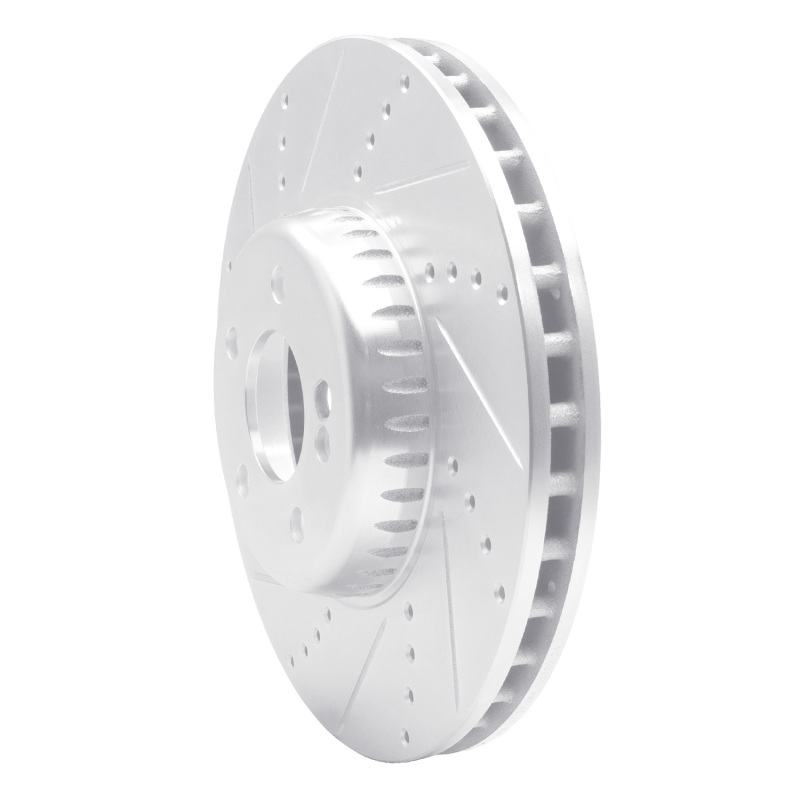 Mercedes-Benz C300 Brake Rotor (1) - Front Left - R1 Concepts - Drilled & Slotted - Silver - `15-`23